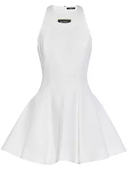 Мини-платье Balmain с плиссировкой, белый