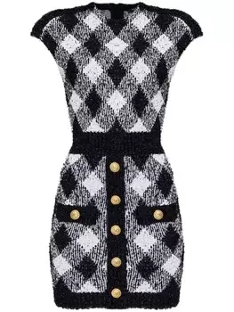 Мини-платье Balmain с пуговицами, черный