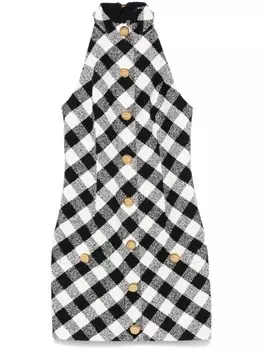 Мини-платье Balmain с вырезом халтер, черный