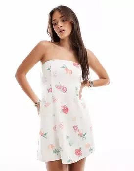 Мини-платье-бандо Hollister из льняной смеси с фруктовым принтом