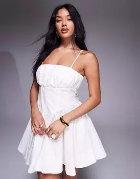 Мини-платье-бандо с корсетом River Island белого цвета