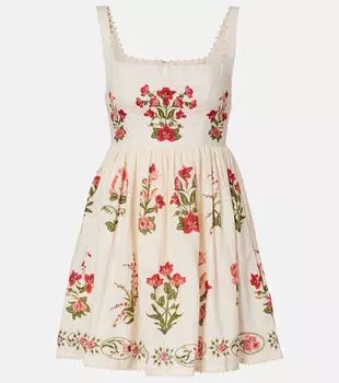 Мини-платье Barbara Mini Canna floral из льна Agua by Agua Bendita, Canna