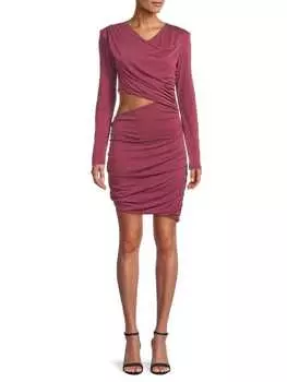 Мини-платье Bardot с рюшами rosa, burgundy