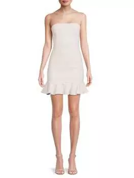 Мини-платье без бретелек из искусственной кожи susana monaco White