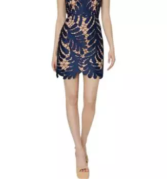 Мини-платье без бретелек с кружевом в виде листьев Osianna темно-синего цвета MILLY