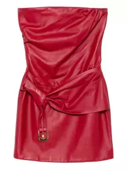 Мини-платье без бретелек с поясом VERSACE, красный