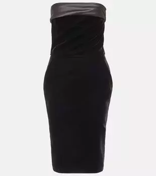 Мини-платье без бретелек Saint Laurent, черный