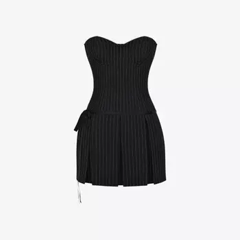 Мини-Платье без бретелек в тонкую полоску из эластичной ткани Mistress Rocks, черный