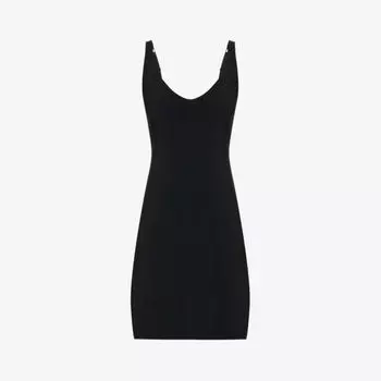 Мини-платье без рукавов из эластичной ткани с V-образным вырезом Wolford, черный