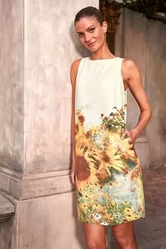 Мини-платье без рукавов из смесового льна Next, желтый