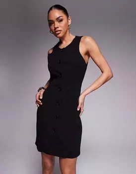 Мини-платье без рукавов на пуговицах ASOS DESIGN черного цвета