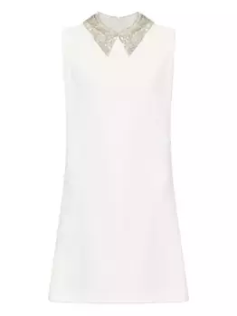 Мини-платье без рукавов с декорированным воротником VERSACE, нейтральный