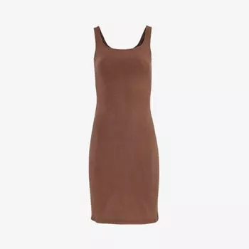 Мини-платье без рукавов с квадратным вырезом из эластичного органического хлопка Entire Studios, цвет brunette