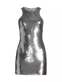 Мини-платье без рукавов с пайетками Michael Michael Kors, цвет silver