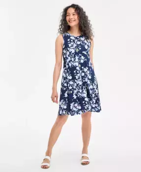 Мини-платье без рукавов с принтом и запахом Style & Co, синий