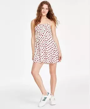 Мини-платье без рукавов с присборенным цветочным принтом для юниоров Self Esteem, синий