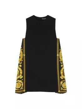 Мини-платье без рукавов с шелковой вставкой La Vacanza Versace, черный