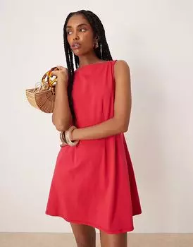 Мини-платье без рукавов со швами ASOS DESIGN красного цвета