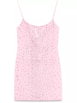 Мини-платье Blumarine, украшенное кристаллами, розовый