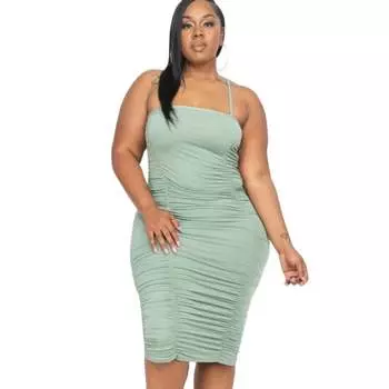 Мини-платье больших размеров с двойной сборкой спереди и сборкой сзади FASHNZFAB, цвет green bay