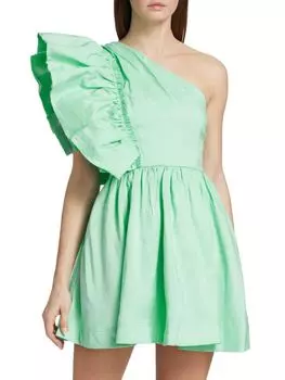 Мини-платье Bonjour на одно плечо Aje, цвет Marine Green