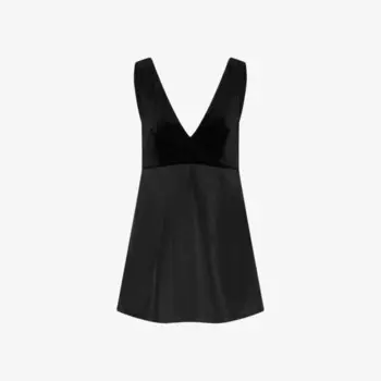 Мини-Платье Bowlyn из переработанного полиэстера и бархата с отделкой бантом Omnes, черный