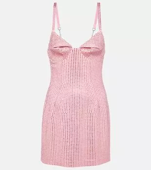 Мини-платье-бюстье hotfix, украшенное кристаллами Area, розовый