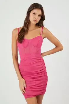 Мини-платье-бюстье в сетку Forever 21, фуксия