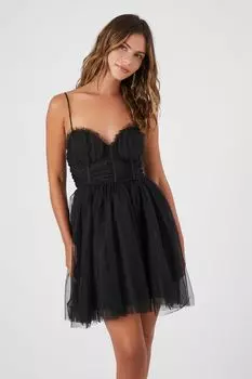 Мини-платье Caged Sweetheart Forever 21, черный