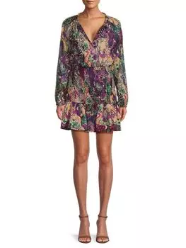 Мини-платье Callie со сборками и цветочным принтом A.L.C., цвет Orchid Multi