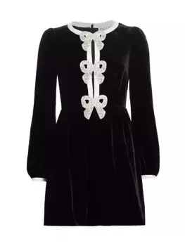 Мини-платье Camille с бантом спереди Saloni, цвет black tusk light pearl bows