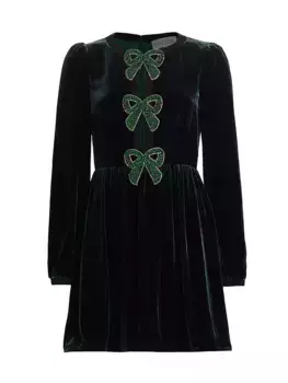 Мини-платье Camille с бантом спереди Saloni, цвет forest emerald bow