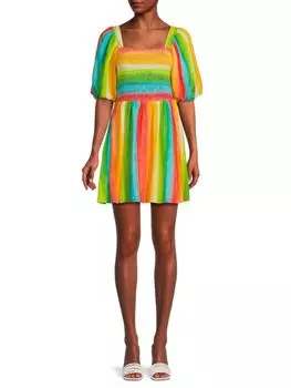 Мини-платье Campbell в полоску со сборками Amur, цвет Yellow Multi