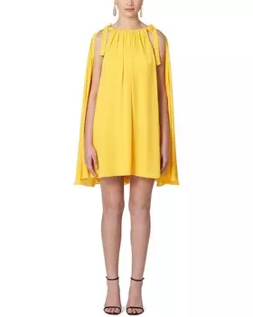Мини-платье Carolina Herrera со сборками и бретельками на шее, желтый
