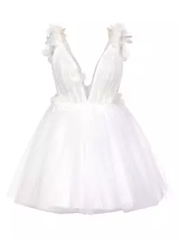 Мини-платье Cassia из тюля с цветочным принтом Katie May, слоновая кость