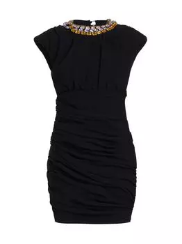 Мини-платье Chrystelle с вырезом из драгоценных камней Cinq Sept, черный