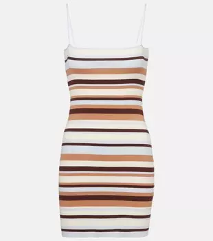 Мини-платье Citara из хлопковой ткани с вязкой Faithfull, Cacao Stripe