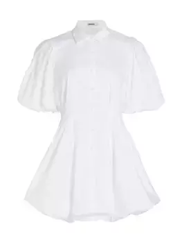 Мини-платье Cleo с пышными рукавами и защипами Simkhai, белый