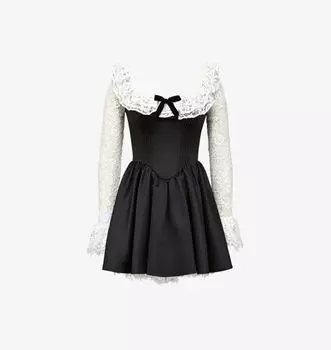 Мини-Платье Cleora с длинными рукавами из хлопковой смеси House Of Cb, черный