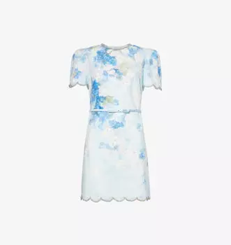 Мини-Платье Crush из льна с цветочным принтом Zimmermann, синий