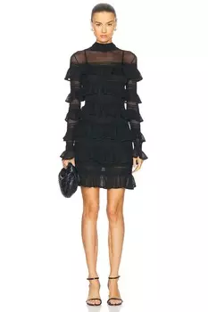 Мини-платье Crush с высоким воротником и оборками Zimmermann, черный