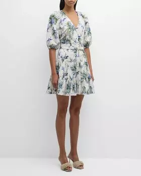 Мини-платье Dewey с цветочным принтом и пуговицами спереди Veronica Beard, цвет Off White Multi