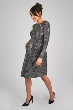 Мини платье для беременных с пайетками Jojo Maman Bb, серебряный