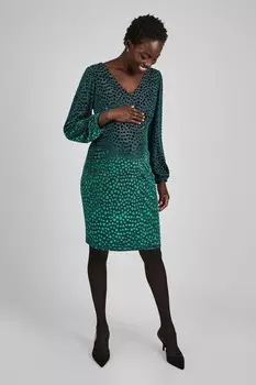Мини платье для беременных в горошек Devore Jojo Maman Bb, зеленый