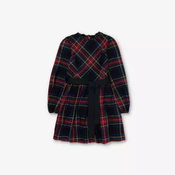 Мини-Платье для девочек из хлопкового сатина с узором в клетку Polo Ralph Lauren, черный