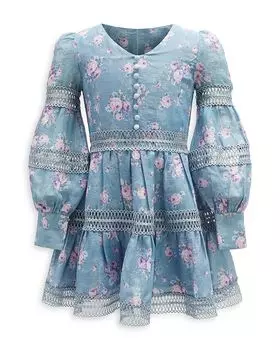 Мини-платье для девочек с цветочным принтом в Венеции - Little Kid, Big Kid Bardot, синий