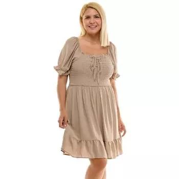 Мини-платье для юниоров с рукавами-фонариками и оборками As U Wish, коричневый