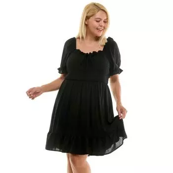 Мини-платье для юниоров с рукавами-фонариками и оборками As U Wish, черный