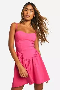 Мини-платье доярки с заниженной талией boohoo, розовый