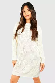 Мини-платье-джемпер с круглым вырезом boohoo, белый